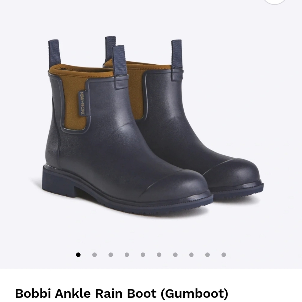 Merry People‎ Bobbi Ankle Rain Boot (Gumboot) Oxford Blue/Tan-Retired